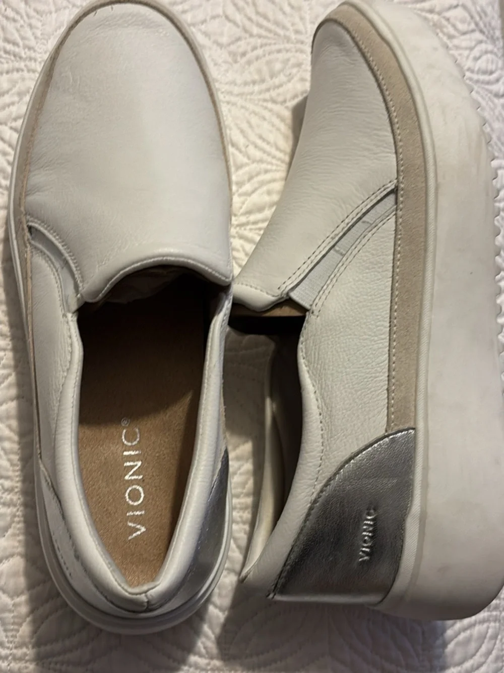belk White and Gray Slip-On Platform Mule